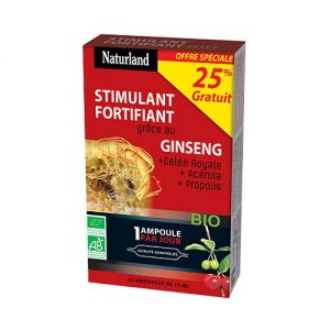 Panax Ginseng, Gelée royale, Acérola, Propolis Bio - 20 Ampoules 