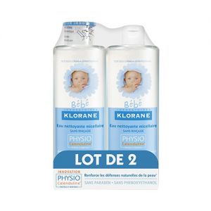 Klorane Duo Eau nettoyante micellaire sans rinçage 2X500ml