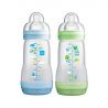 MAM Biberon Easy Start Anti-Colique - 260ml - 0 à 6 mois - Tétine Débit 2 - Lot de 2 - Garcon