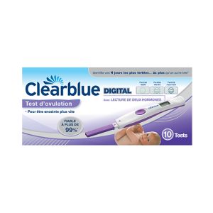 Clearblue Test d'Ovulation Digital avec Lecture de Deux Hormones - 10 Sticks