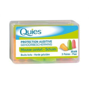 QUIES Protections auditives en mousse fluo - boite de 3 paires