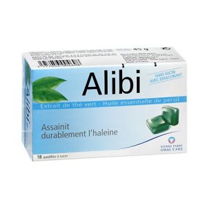 ALIBI Extrait de thé vert Huile essentielle de persil 18 pastilles